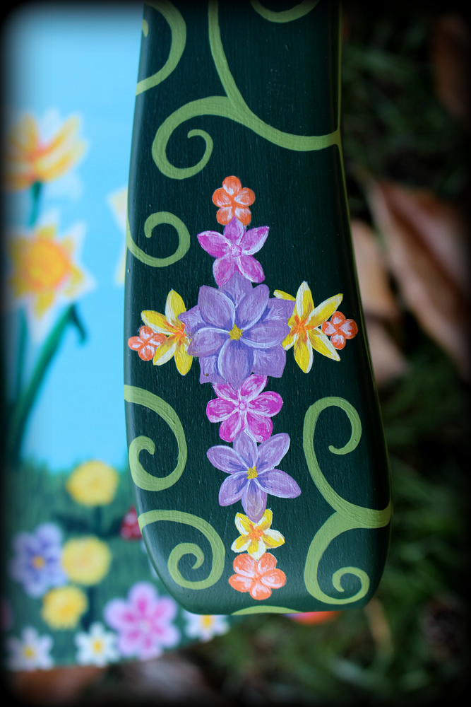 Wildflowers Windsor Chair Arm Detail - hand painted chairs