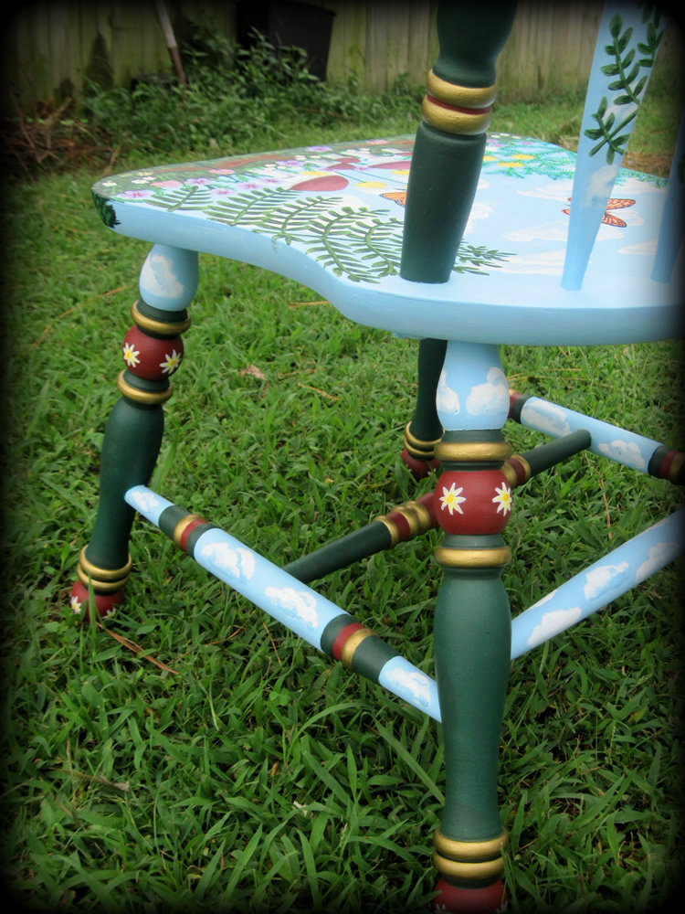 Woodland Meadow Colonial Chair Leg Detail View - hand painted chairs