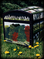 Woodland Meadow Vintage Trunk Side View - hand painted furniture