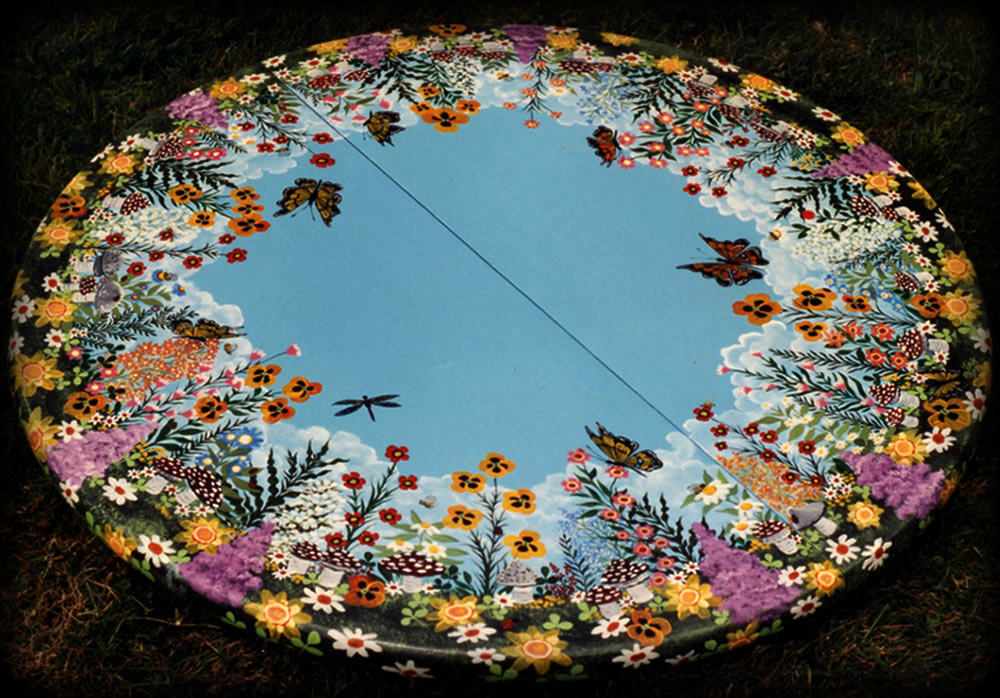 Woodland Meadow Pedestal Table 2 Top View - hand painted furniture