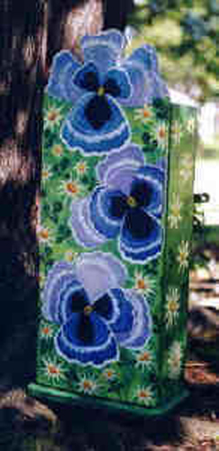 Pansies Children's Cabinet Purple variant - hand painted children's furniture