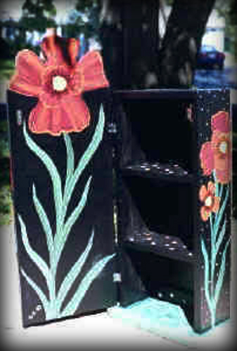 Poppies Children's Cabinet Open View - hand painted childrens furniture