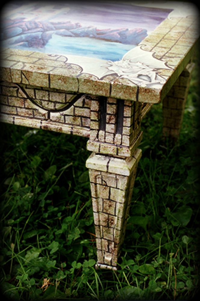 Dream Castle table leg detail - hand painted furniture