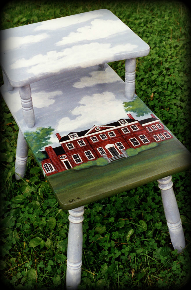 Bowie Mansion Vintage Endtable Full View - hand painted furniture
