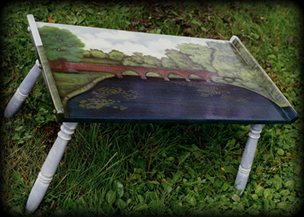 Foxhill Bridge Vintage Endtable Full View - hand painted furniture