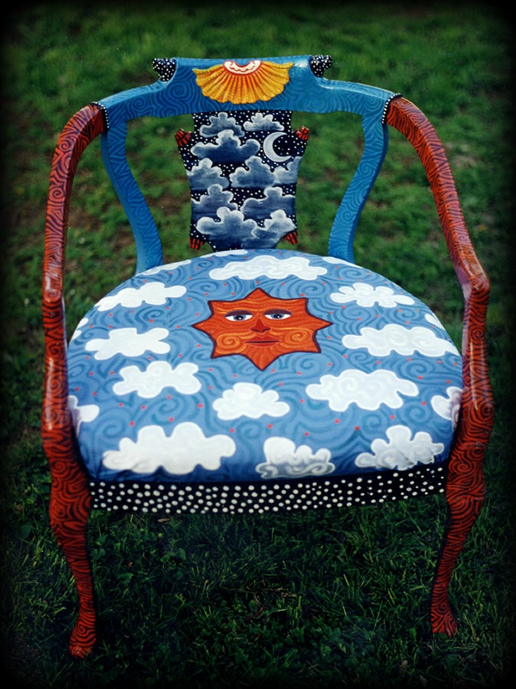 Celestial Signs Vintage Chair - hand painted chairs