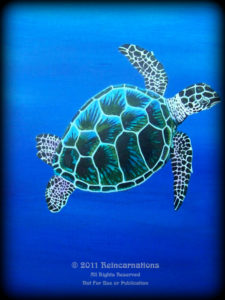 Tropical Reef Armoire - Sea Turtle Detail - Hand Painted Furniture by Reincarnations