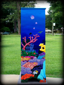 Tropical Reef Armoire Left Side View - hand painted furniture
