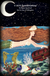 Mermaids Garden Bed detail - hand painted furniture
