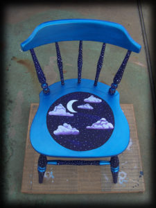 night sky chair top view - hand painted furniture