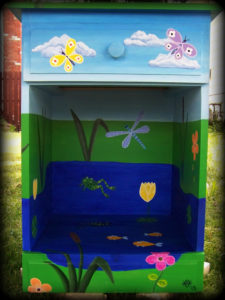 Happy Frog Pond Nightstand - Hand Painted Furniture by Reincarnations