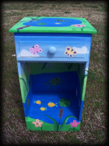 Happy Frog Pond Nightstand 2 Full View - hand painted childrens furniture