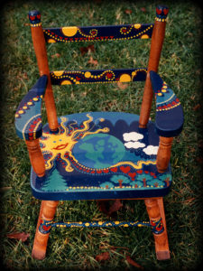 Big Blue Marble childs chair - Hand Painted Furniture by Reincarnations