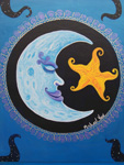 Celestial themes for hand painted furniture by the Reincarnations Studio.