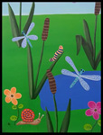 Happy frog pond theme for hand painted furniture by the Reincarnations studio.