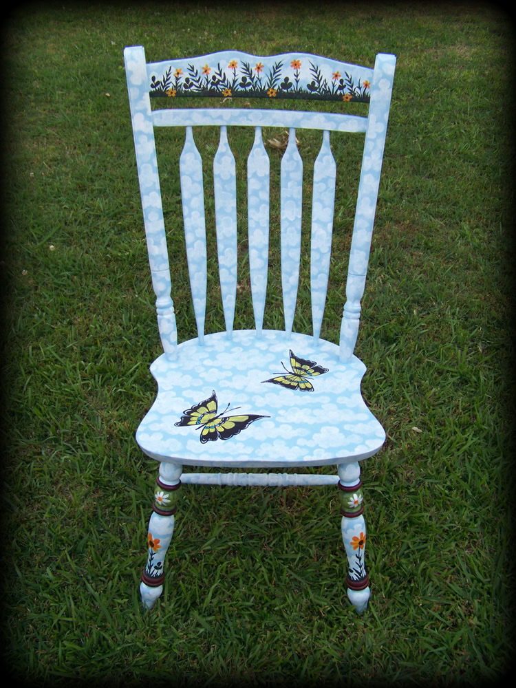 butterfly garden chair - hand painted furniture