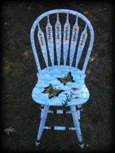 butterfly garden stool - hand painted furniture