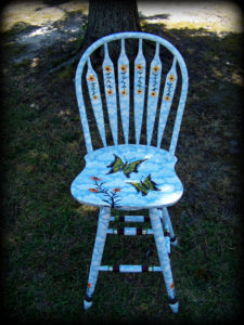 butterfly garden stool - hand painted furniture
