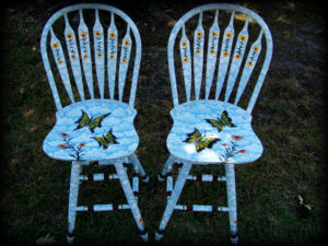 butterfly garden bar stool set - hand painted furniture