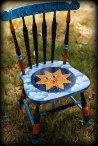 Celestial Signs chair - Hand Painted Furniture by Reincarnations