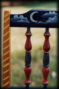 Night Sky Vintage Chair 2 Back Detail - hand painted chairs