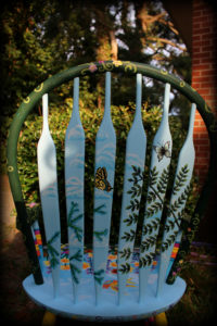 Wildflowers Windsor Chair Rear View - hand painted chairs