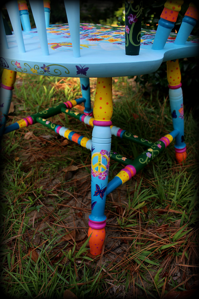 Wildflowers Windsor Chair Leg Detail -hand painted chairs