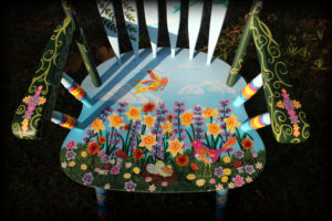 Wildflowers Windsor Chair Top View - hand painted chairs