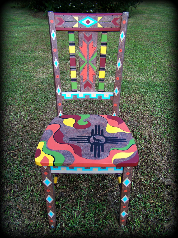 Southwestern Memories San Remo Chair Full View - hand painted chairs