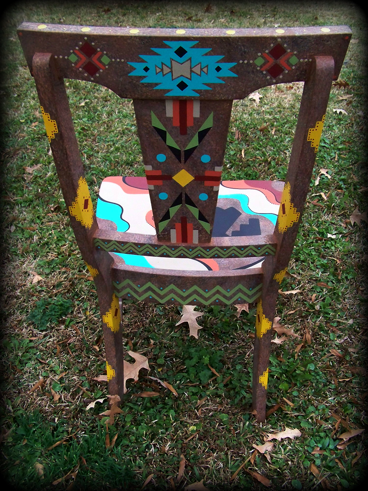 Southwestern Memories Arlington Chair Rear View - hand painted chairs
