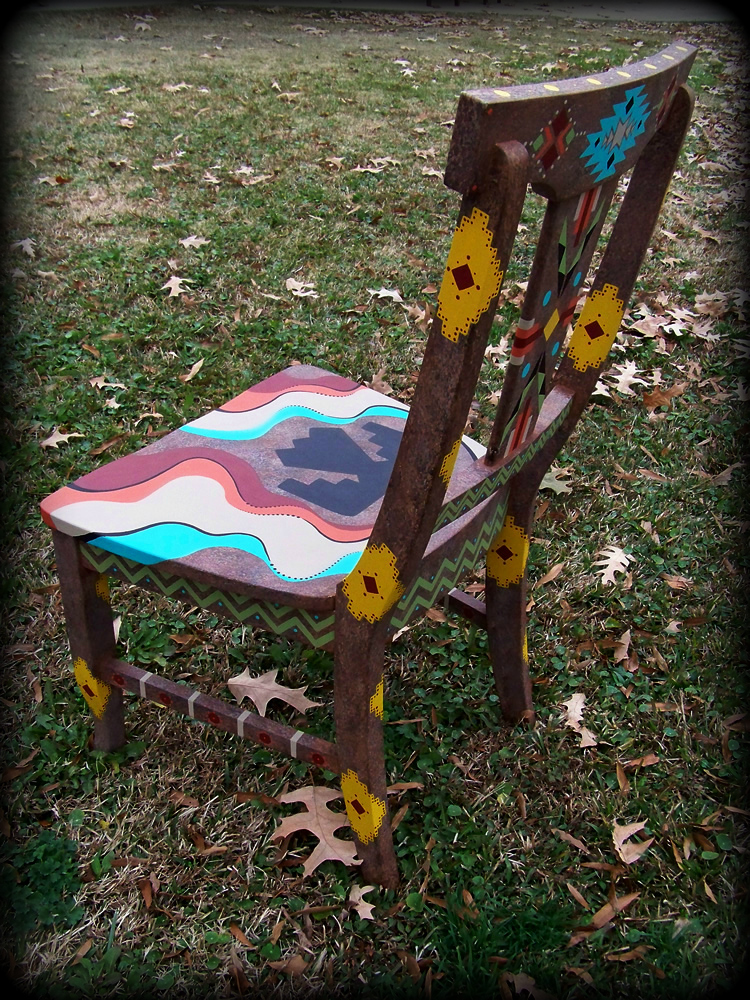 Southwestern Memories Arlington Chair Rear Angle View - hand painted chairs
