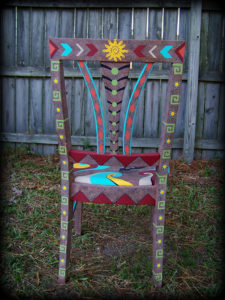 Southwestern Memories Fanback Chair Rear View - hand painted chairs