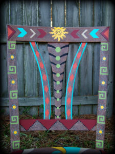 Southwestern Memories Fanback Chair Back Detail - hand painted chairs