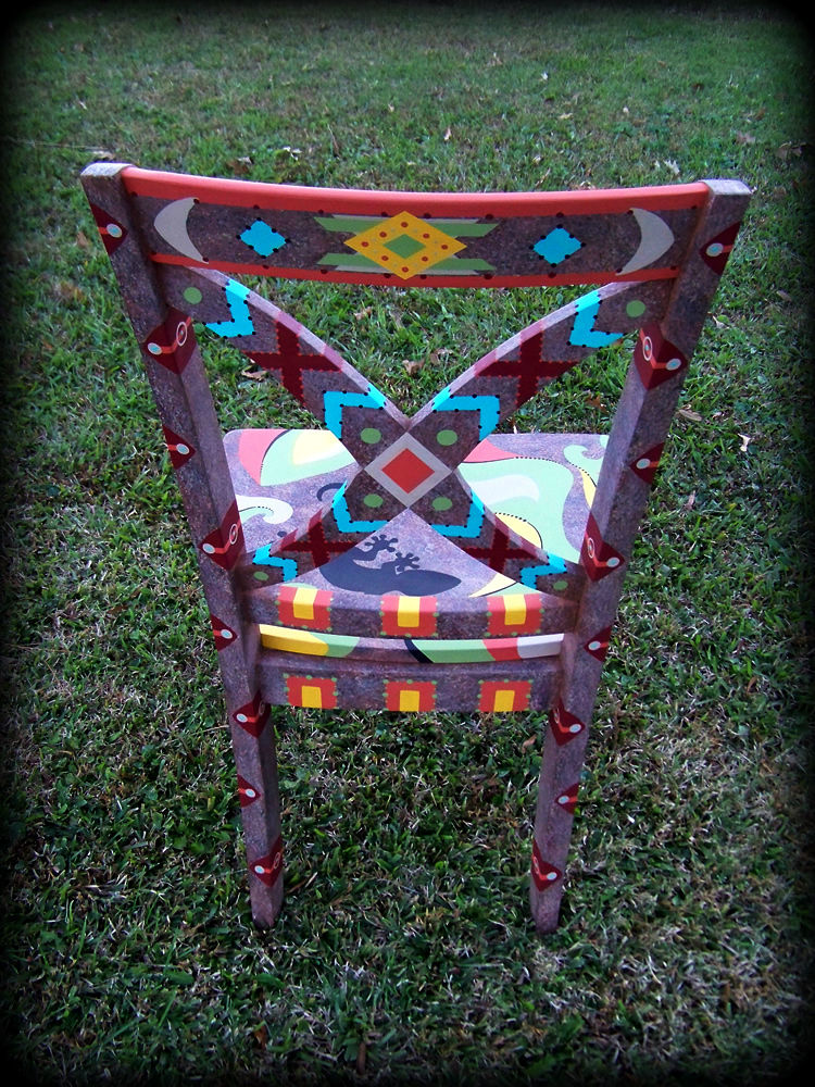 Southwestern Memories Vineyard Chair Rear View - hand painted furniture