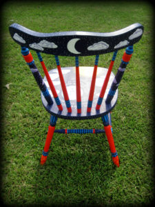 Dreamer's Moon Cottage Chair Rear View - Hand Painted Furniture by Reincarnations