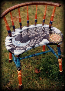 Dreamer's Moon Vanity Chair Full View - hand painted chairs