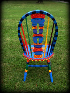 Whimsical Butterfly Windsor Chair Rear View - hand painted furniture