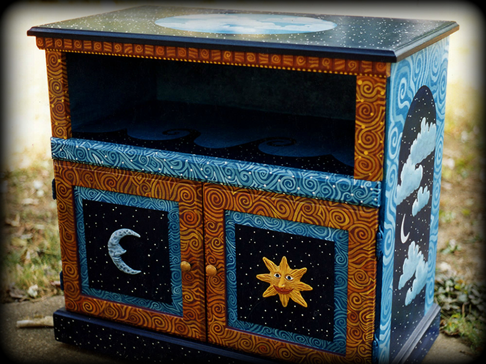 Celestial Signs Server - Full View -- Hand Painted Furniture by Reincarnations