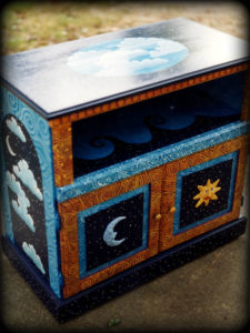 Celestial Signs Server - Left Angle View - Hand Painted Furniture by Reincarnations