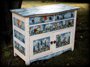 Faerie Meadow Custom Dresser - custom hand painted furniture
