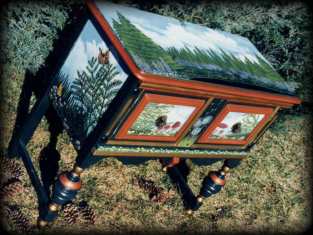 Woodland Meadow Vintage Server Angle View - hand painted furniture