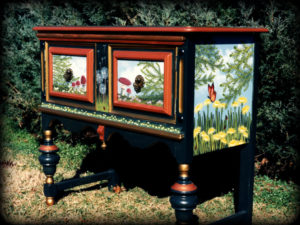 Woodland Meadow Vintage Server Right Side View - hand painted furniture