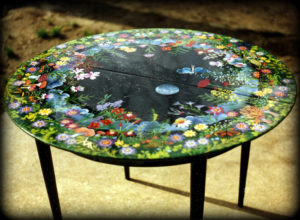 Faeries Vintage Dining Table Full View 1 - hand painted furnituer