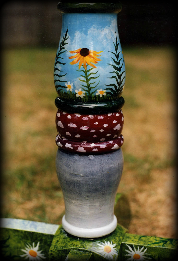 Woodland Meadow Pedestal Table Pedestal Detail - hand painted furniture