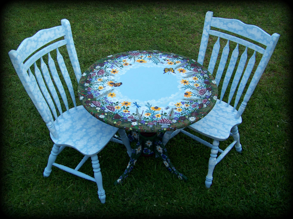 Woodland Meadow Dropleaf Table Set - hand painted furniture