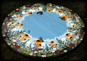 Woodland Meadow Pedestal Table Top View - hand painted furniture