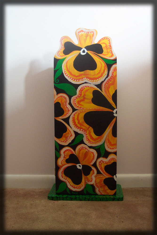 Pansies Childrens Cabinet - hand painted chilrens furniture