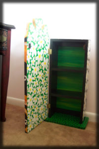 Pansies Children's Cabinet Open View - hand painted