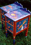 Painted nightstands gallery by the Reincarnations Hand Painted Furniture studio.