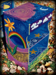 Celestial Signs Custom Nightstand 2 Left Angle View - hand painted furniture